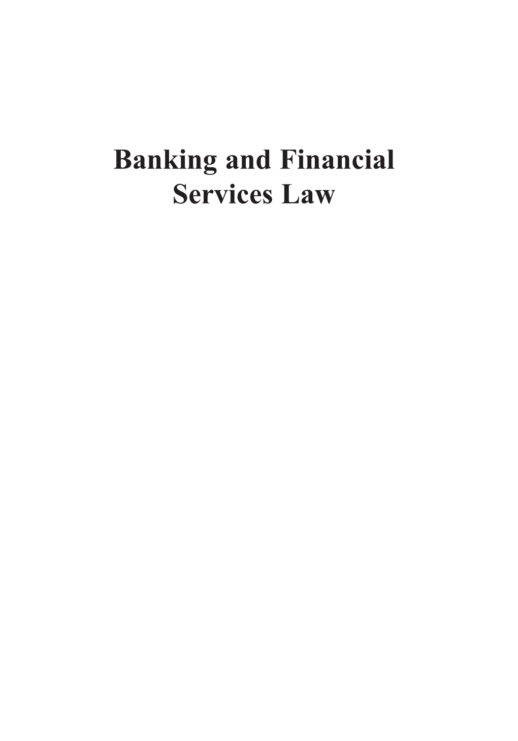 Banking and Financial Services Law Cases, Materials, and Problems