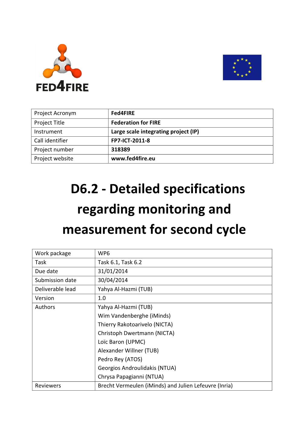 D6.2 ‐ Detailed Specifications Regarding Monitoring And