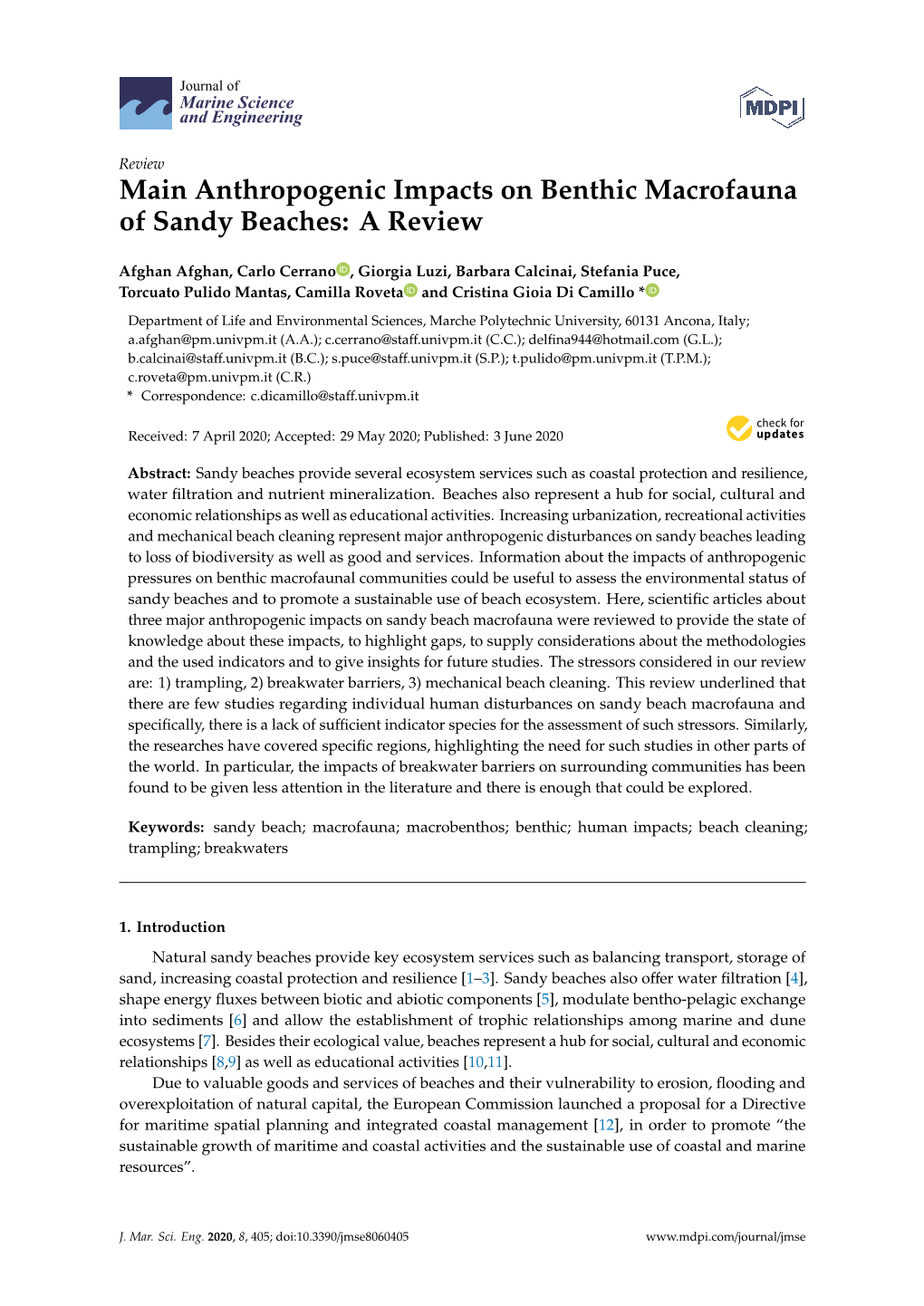 Anthropogenic Impacts on Benthic Macrofauna of Sandy Beaches: a Review