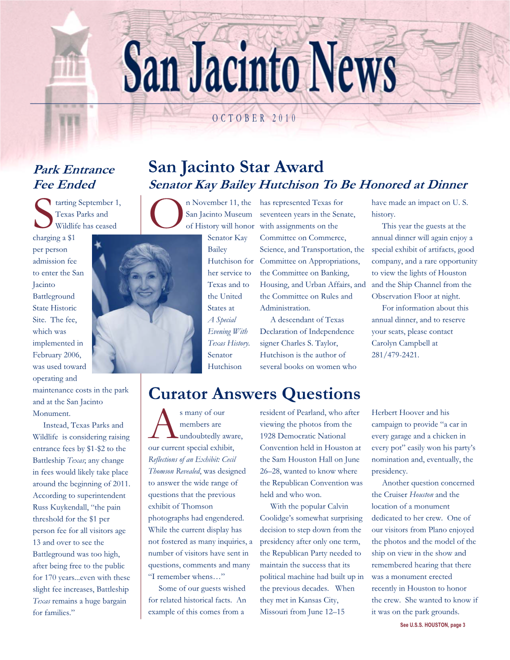 Curator Answers Questions San Jacinto Star Award