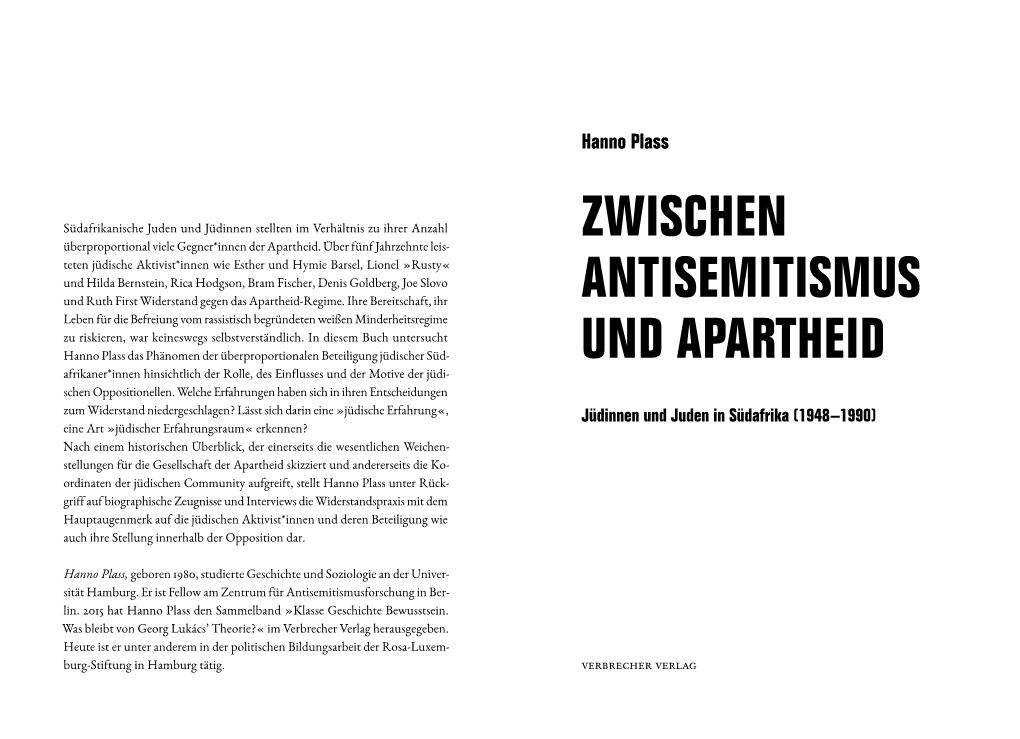 Zwischen Antisemitismus Und Apartheid