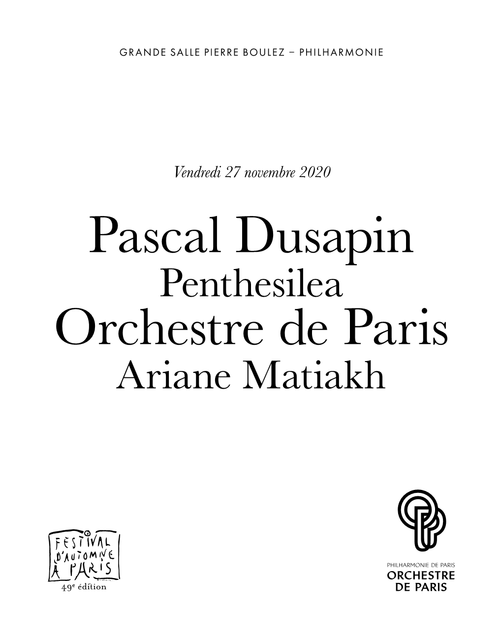 Pascal Dusapin Orchestre De Paris