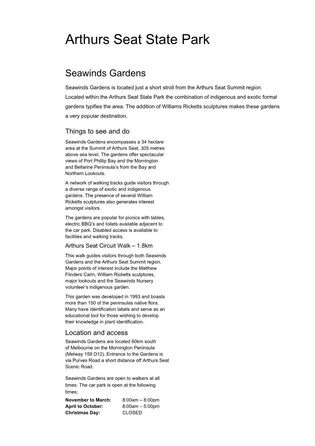 Seawinds - A4 Visitor Guide - Text - Dec08