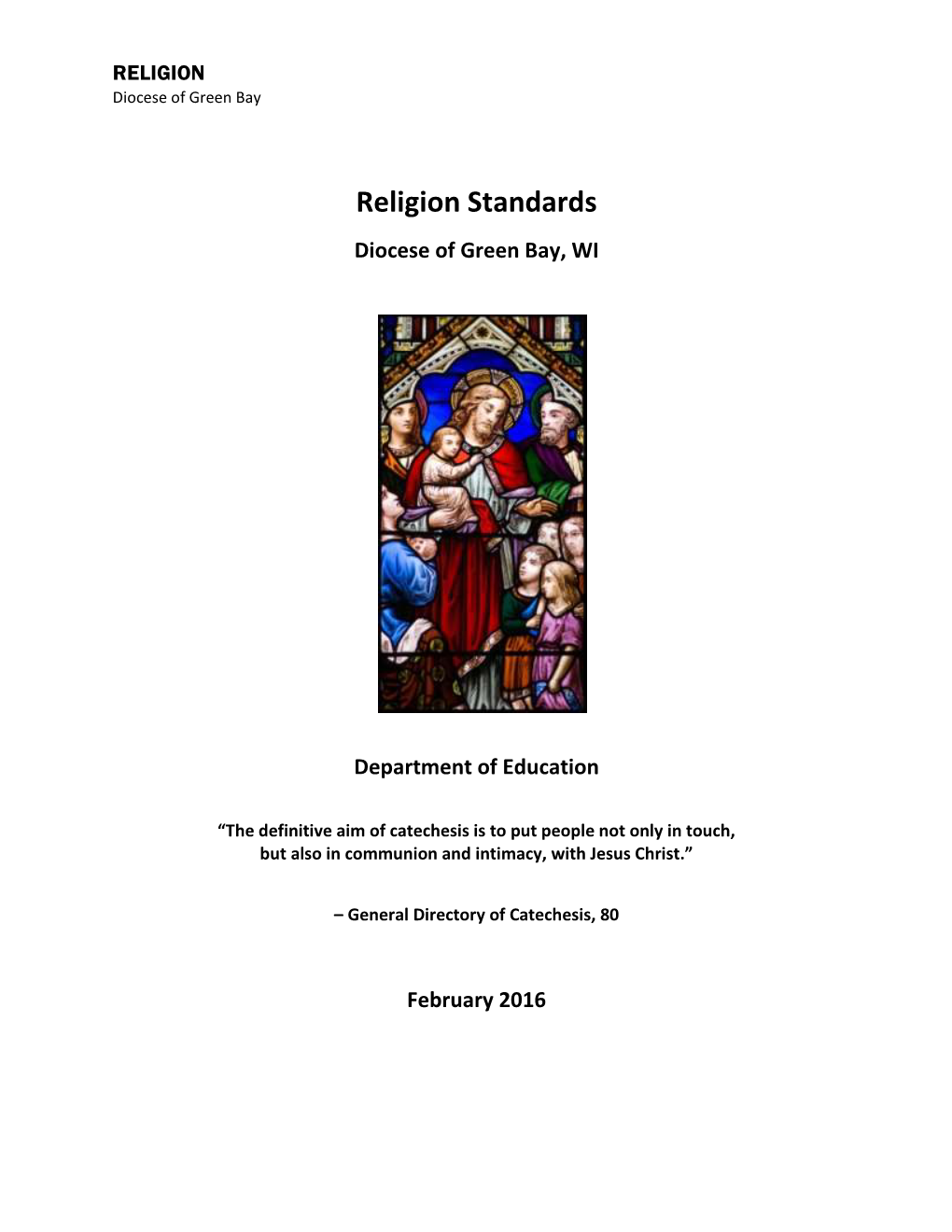 Religion Standards Diocese of Green Bay, WI