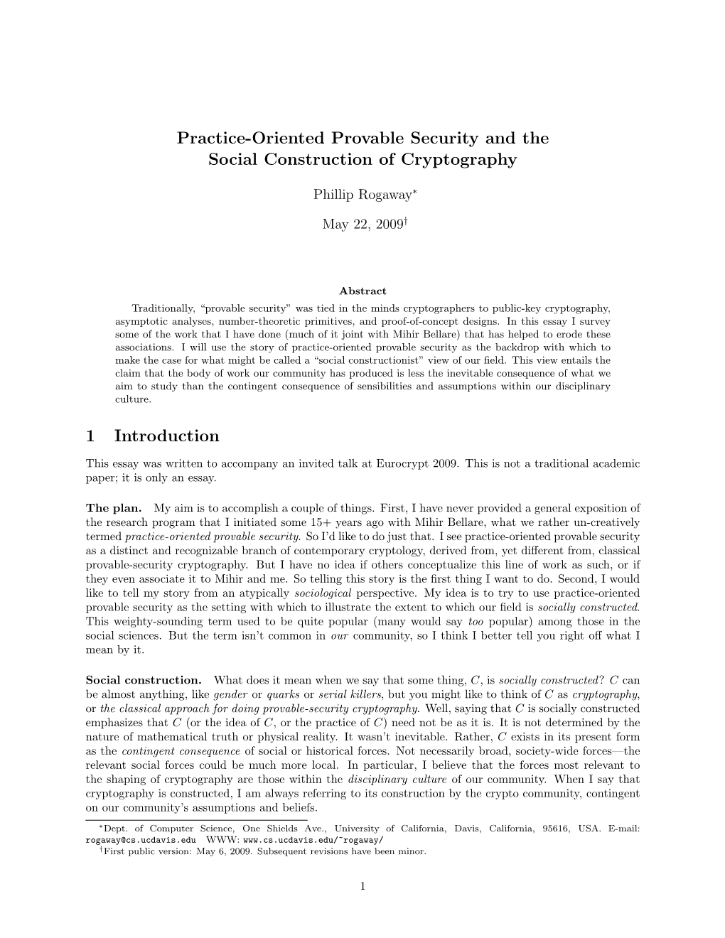 Practice-Oriented Provable Security and the Social Construction of Cryptography