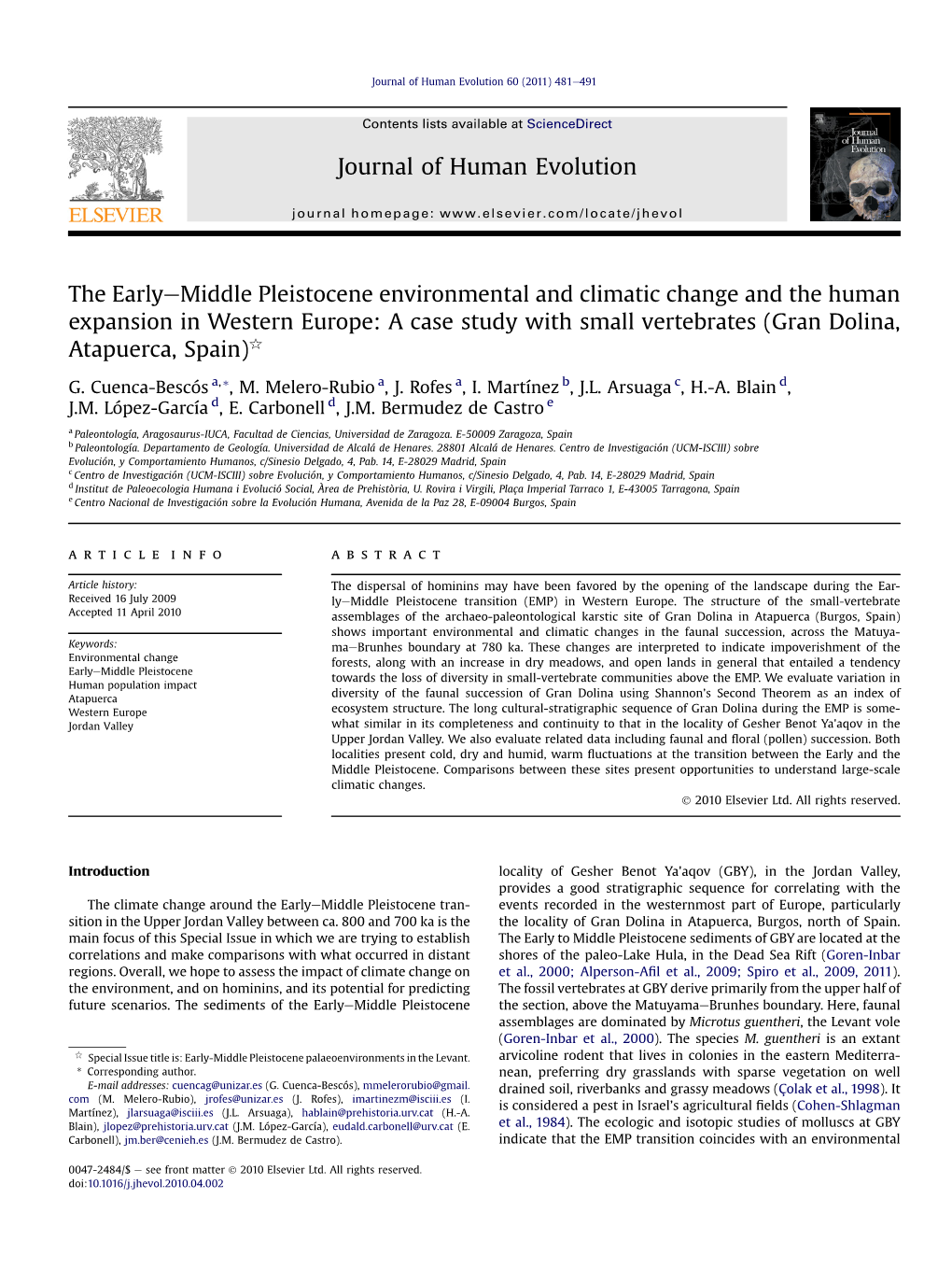 The Early-Middle Pleistocene Environmental and Climatic Change