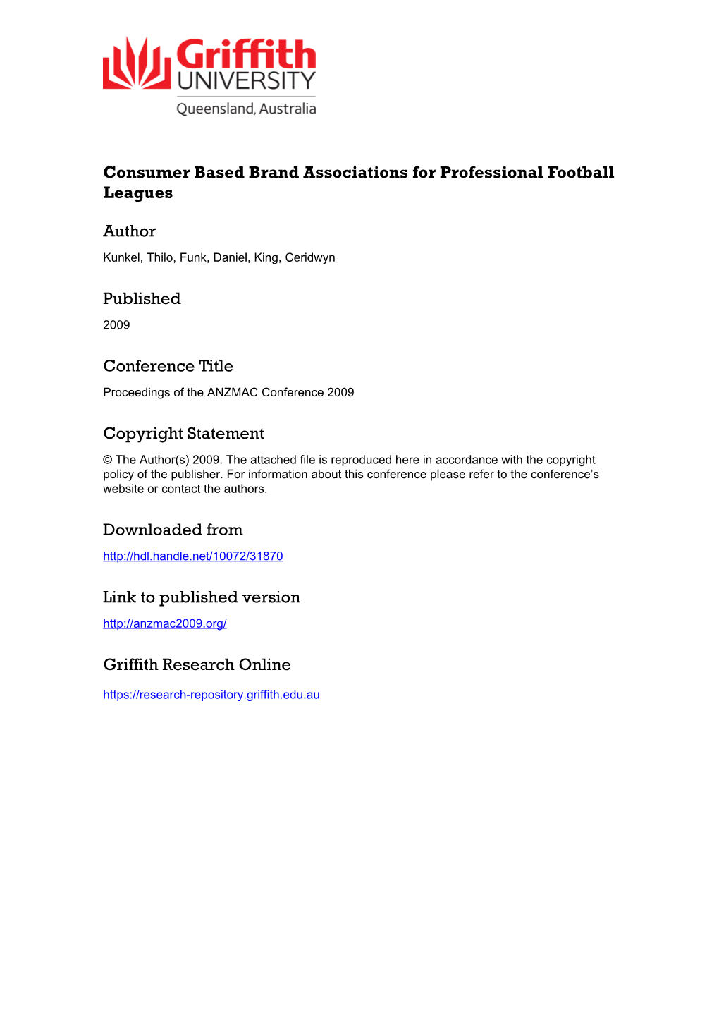 Consumer Based Brand Associations for Professional Football Leagues