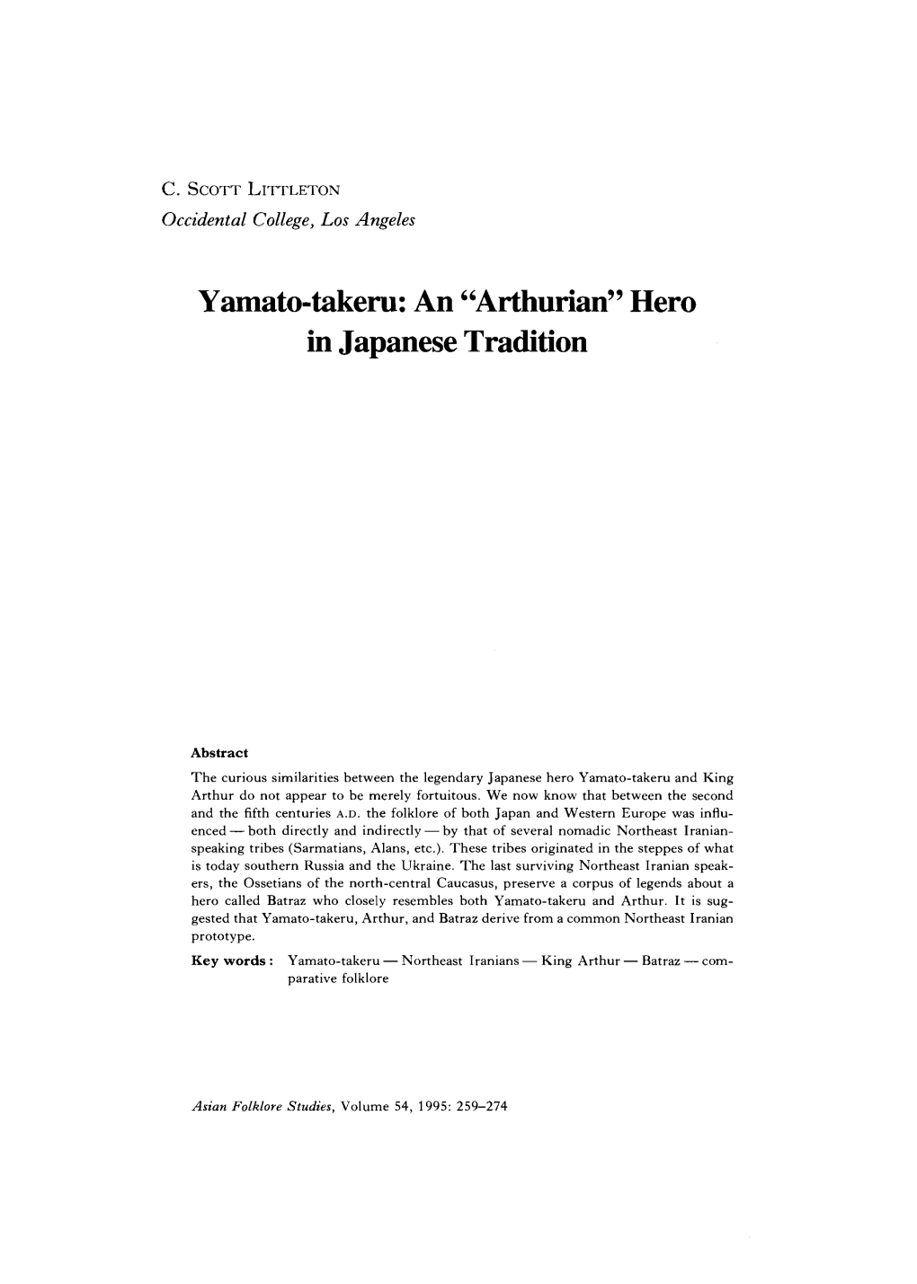 Yamato-Takeru: an “Arthurian” Hero in Japanese Tradition