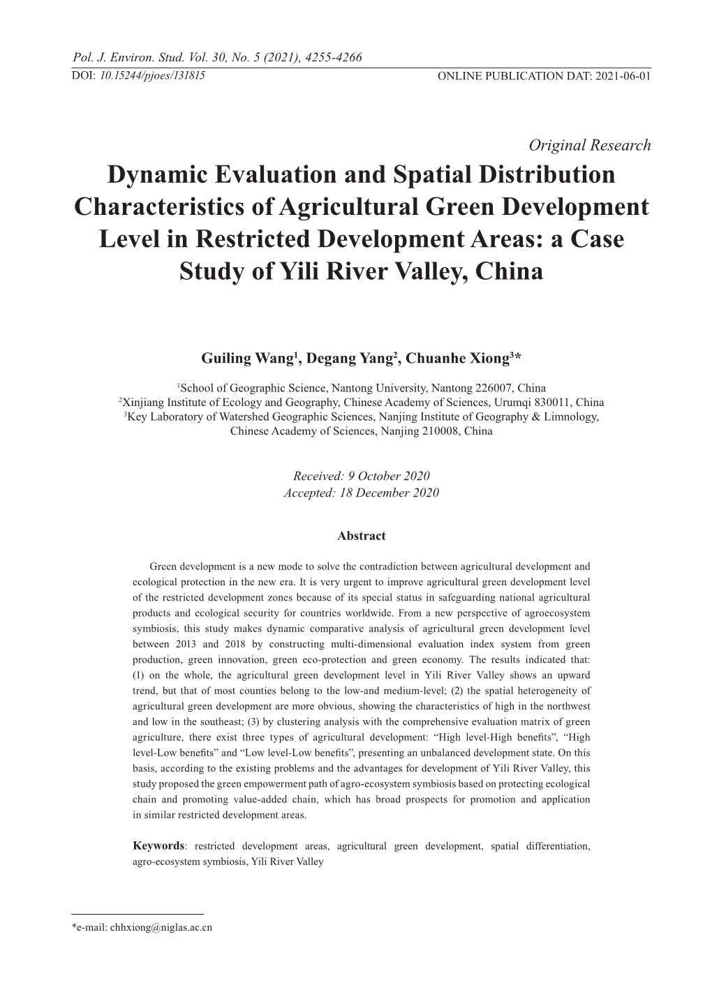 Dynamic Evaluation and Spatial Distribution Characteristics Of