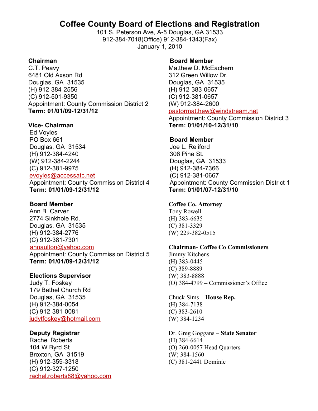 Coffee County Board of Elections and Registration