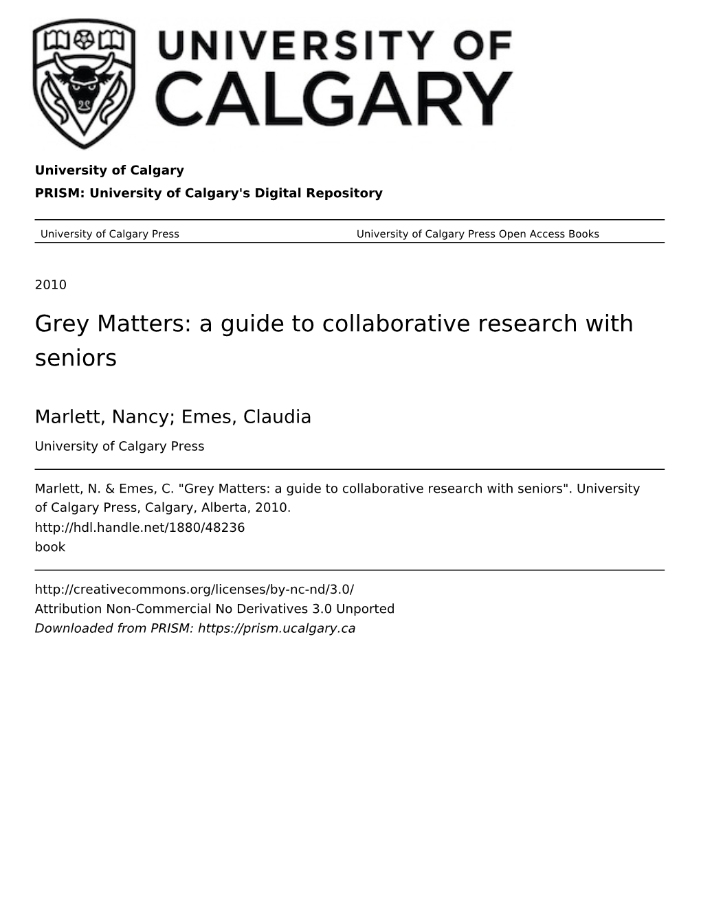 Grey Matters: a Guide to Collaborative Research with Seniors