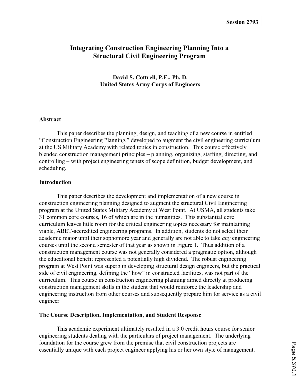 Integrating Construction Engineering Planning Into a Structural Civil Engineering Program