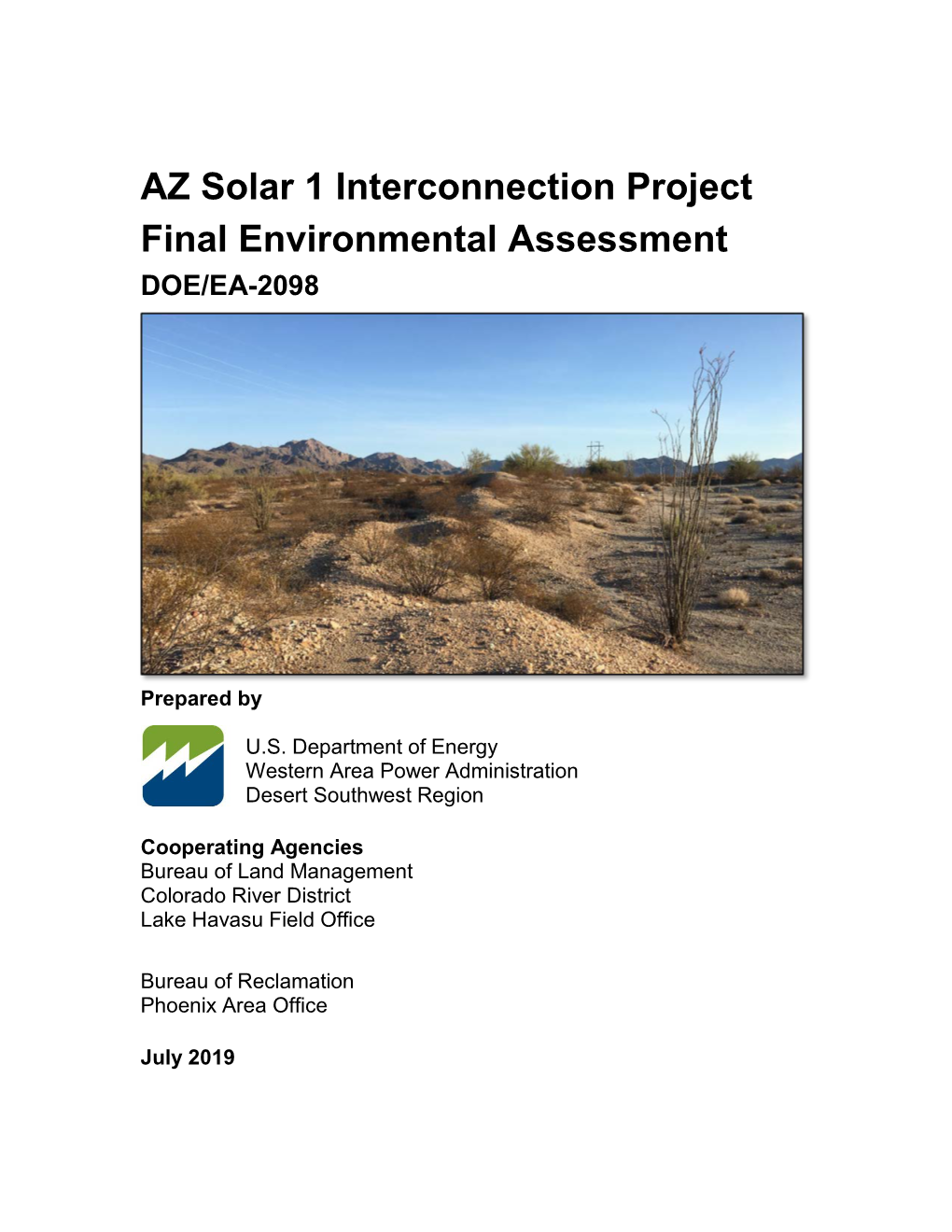 AZ Solar 1 Interconnection Project, Final Environmental Assessment