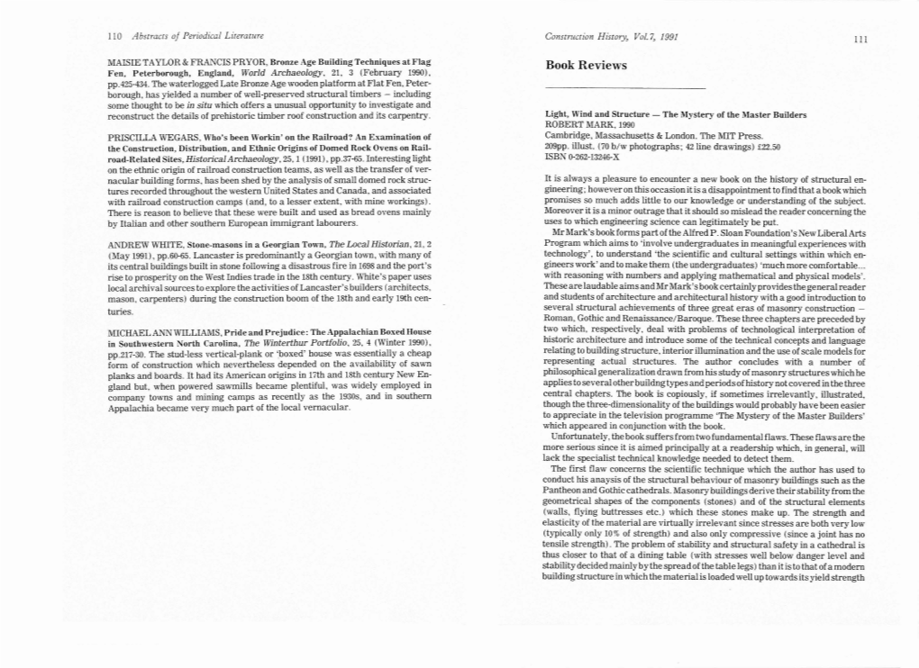 Book Reviews Fen, Peterborough, England, World Archaeology, 21, 3 (February 1990), Pp.425-434