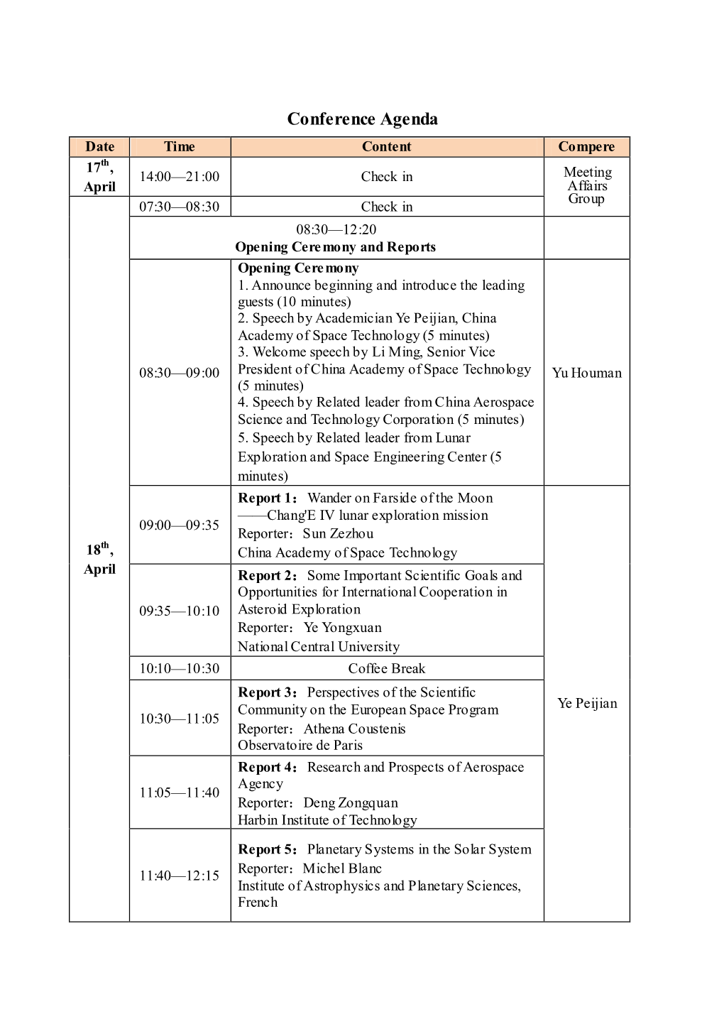 Symposium Programme