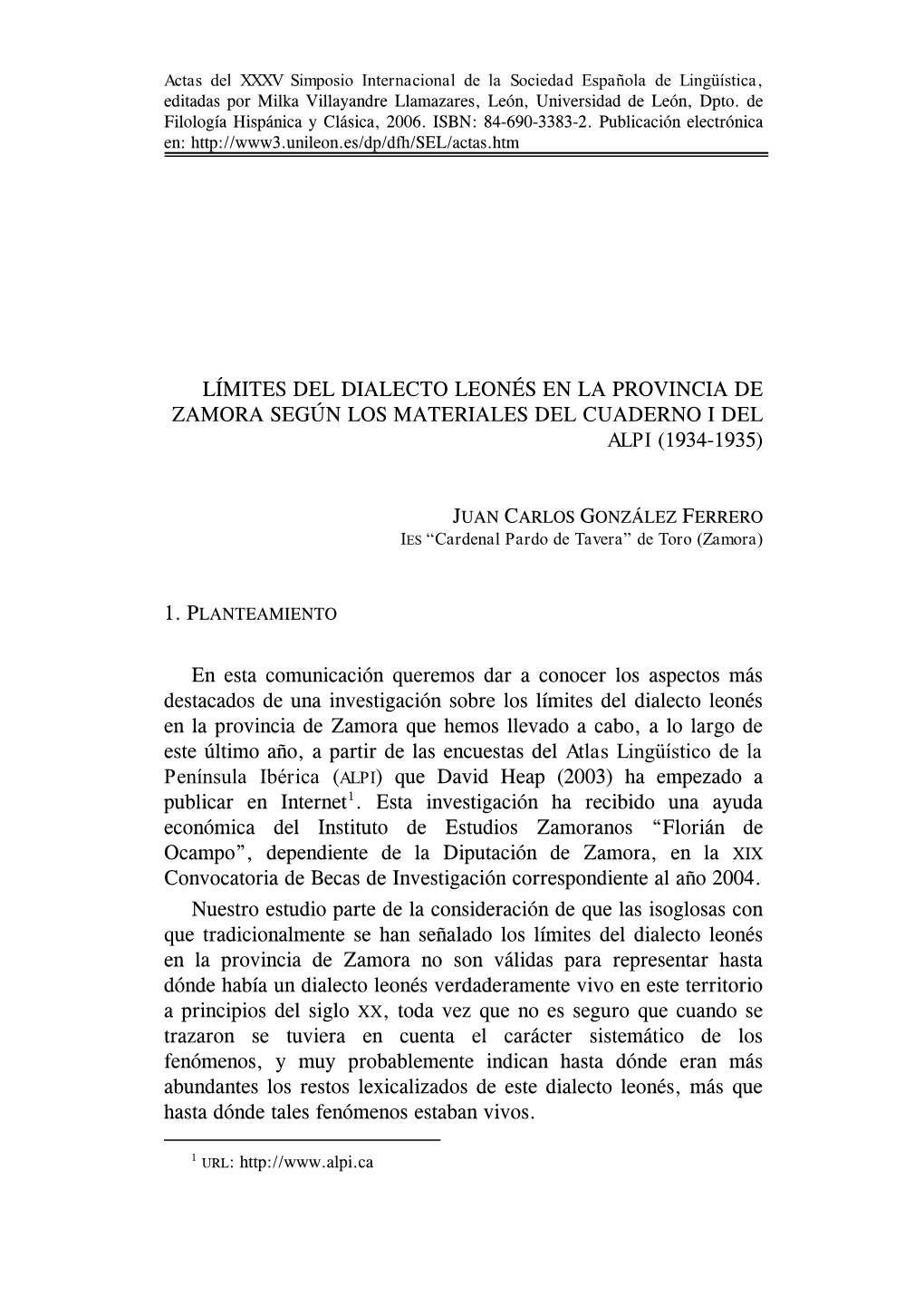 Límites Del Dialecto Leonés En La Provincia De Zamora Según Los Materiales Del Cuaderno I Del Alpi (1934-1935)