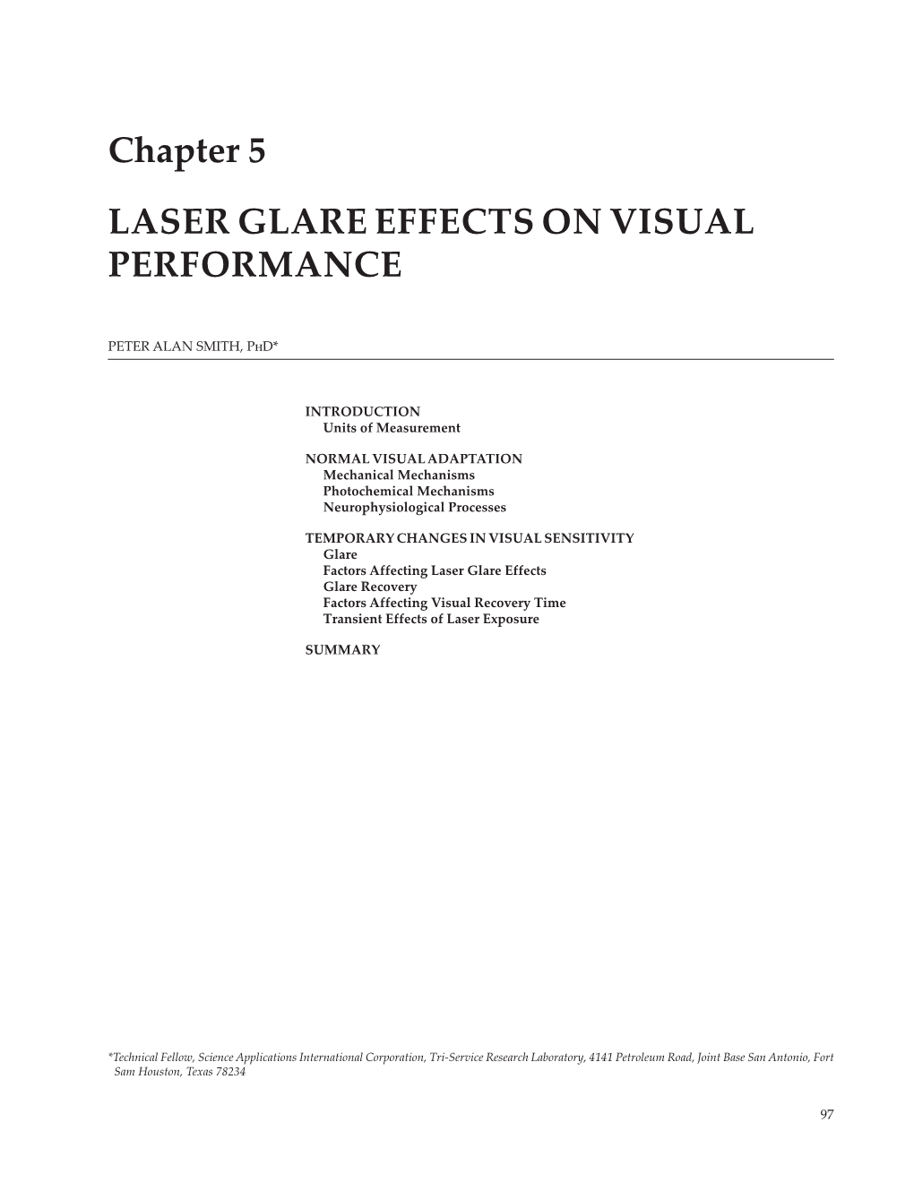 Chapter 5 LASER GLARE EFFECTS on VISUAL PERFORMANCE