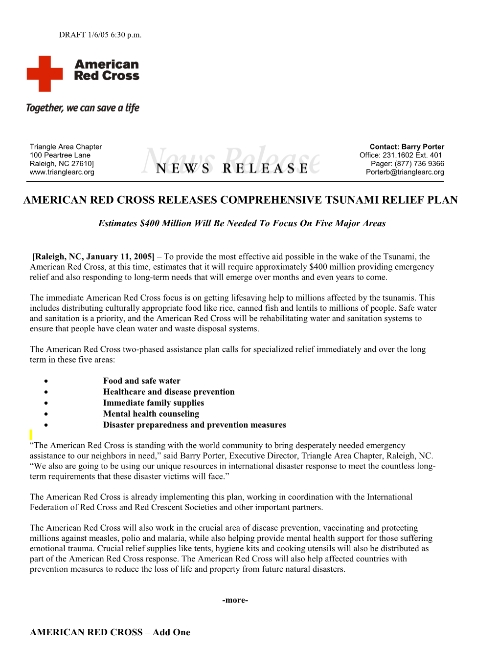 American Red Cross Homeland Security Advisory System Recommends Actions for Threat Conditions