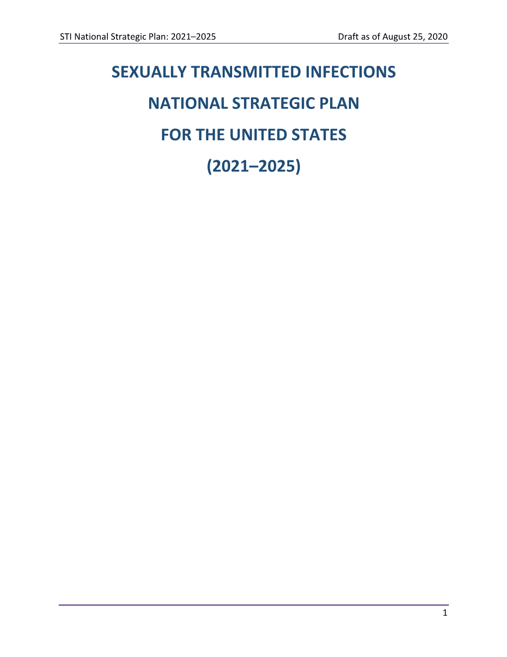 Sexually Transmitted Infections National Strategic Plan 2021-2025
