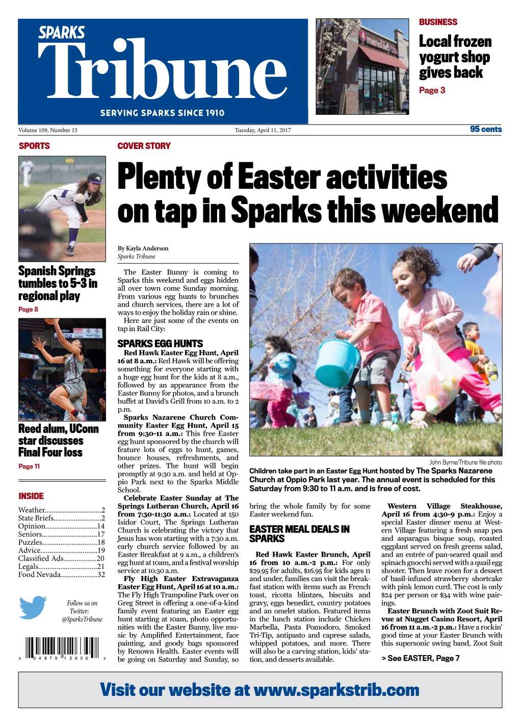 Sparks Tribune Spanish Springs the Easter Bunny Is Coming to Sparks This Weekend and Eggs Hidden Tumbles to 5-3 in All Over Town Come Sunday Morning