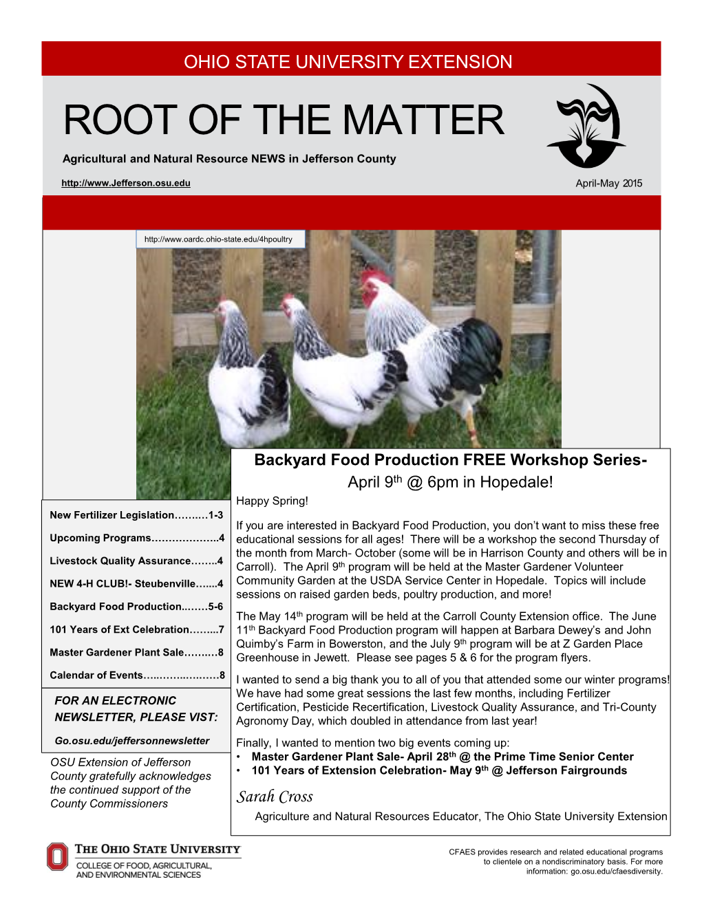 ROOT of the MATTER Agricultural and Natural Resource NEWS in Jefferson County