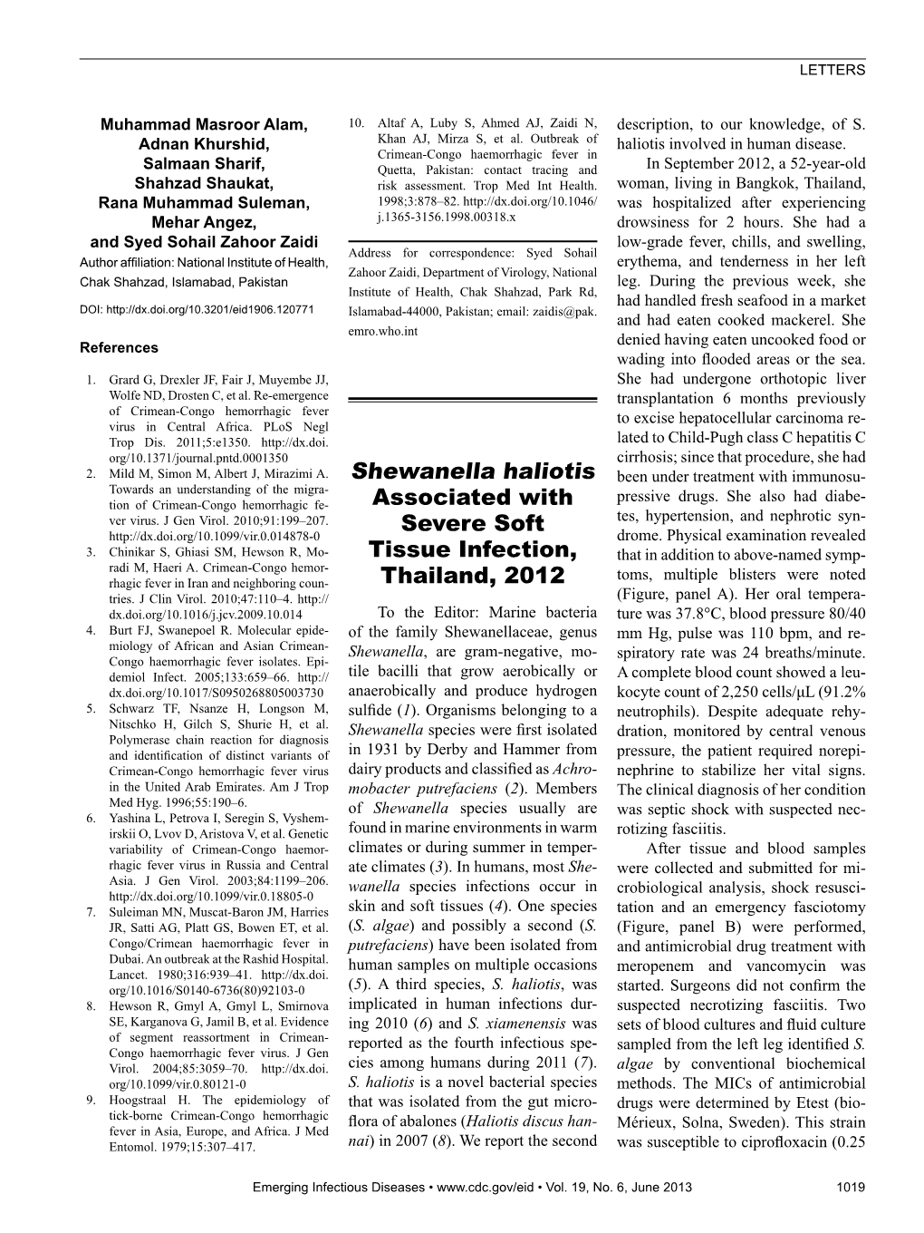 Shewanella Haliotis Associated with Severe Soft Tissue Infection