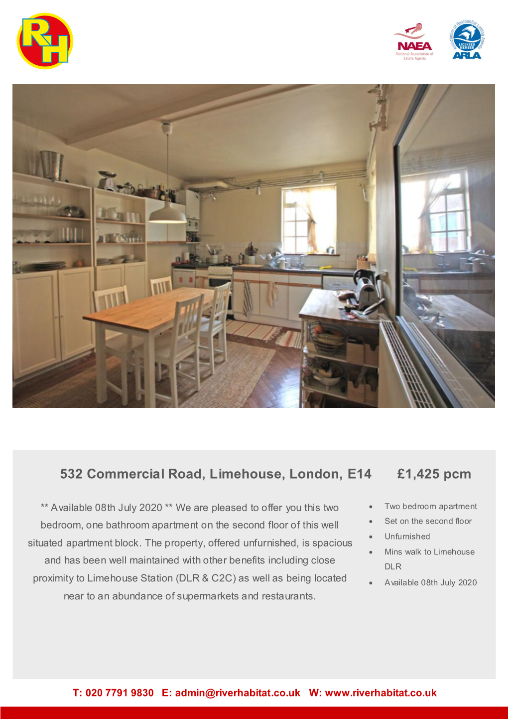 532 Commercial Road, Limehouse, London, E14 £1,425 Pcm
