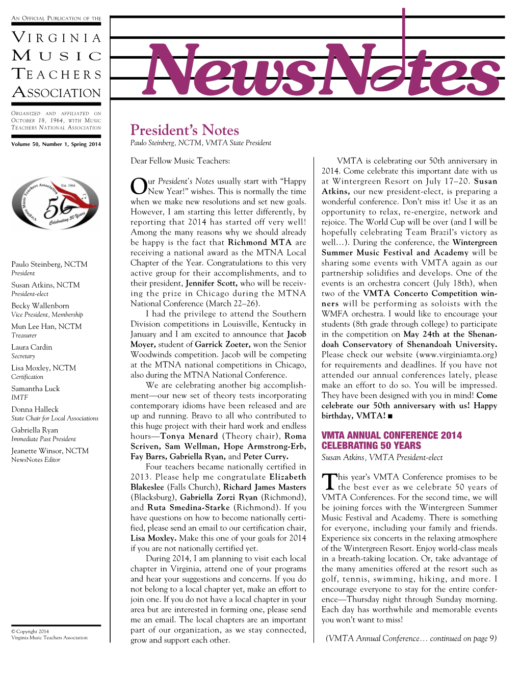 Newsnotes Spring 2014