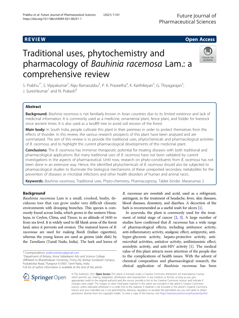 Traditional Uses, Phytochemistry and Pharmacology of Bauhinia Racemosa Lam.: a Comprehensive Review S