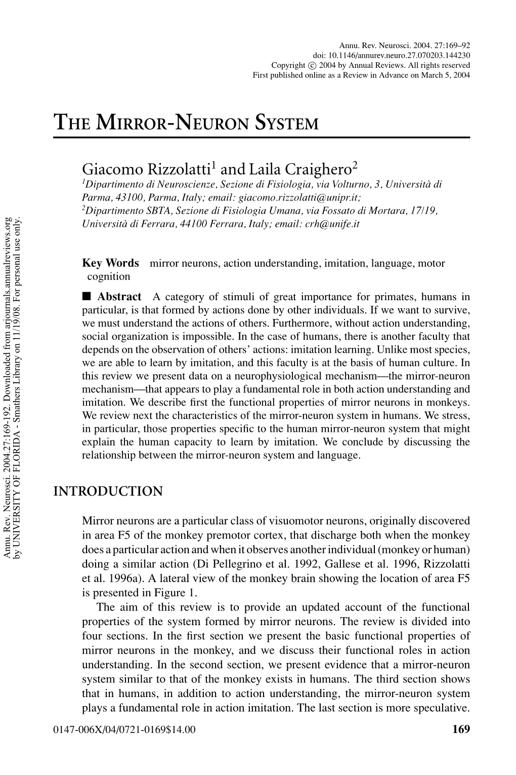 The Mirror-Neuron System