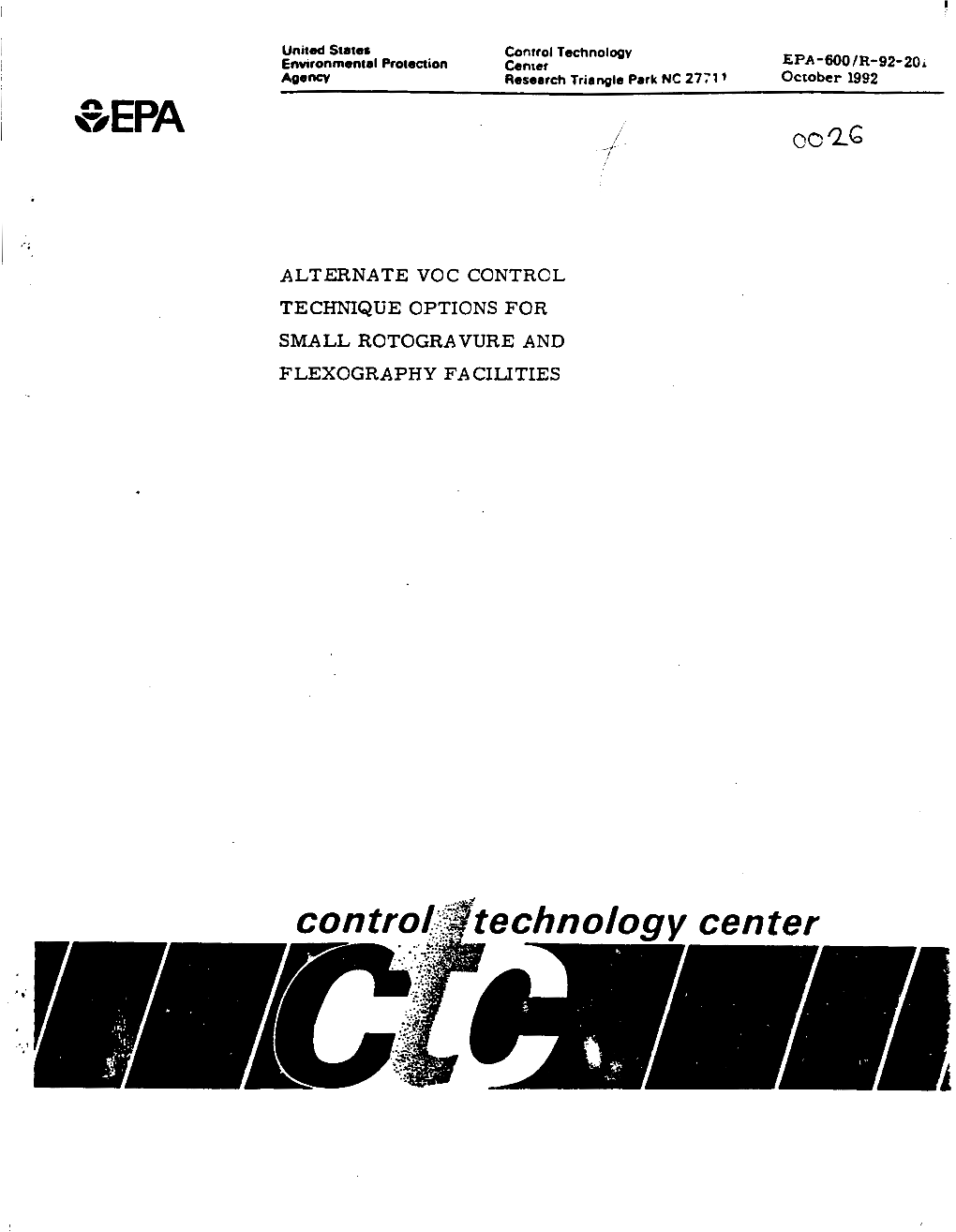 Alternate Voc Control Technique Options for Small Rotogravure and Flexography Facilities