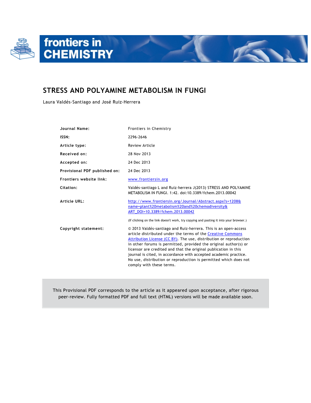 Stress and Polyamine Metabolism in Fungi