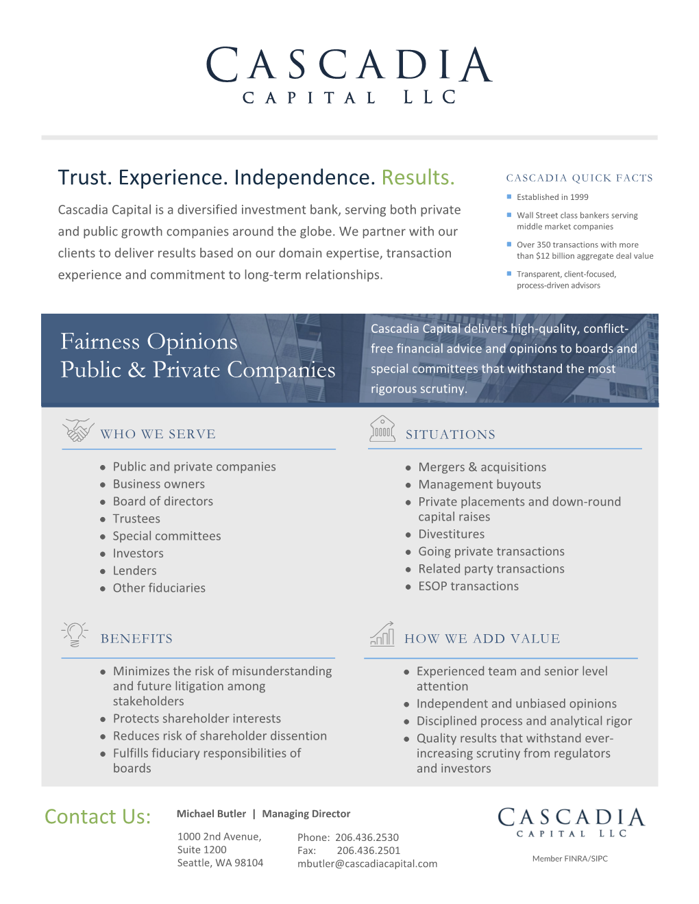 Cascadia Fairness Opinion Overview