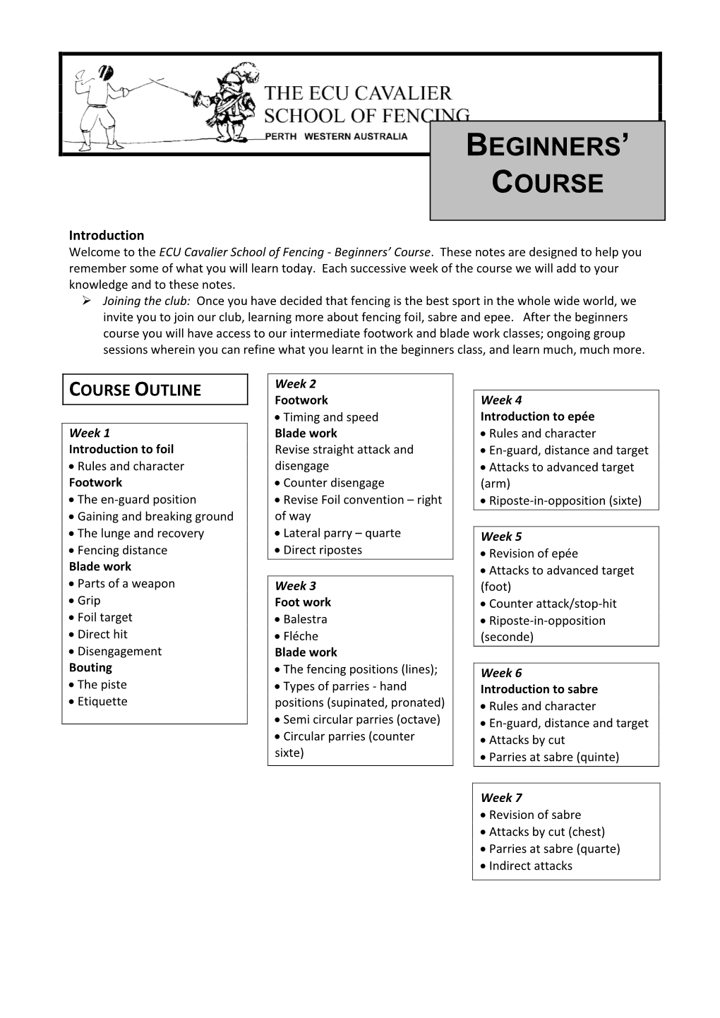 Beginners' Course Notes 2015