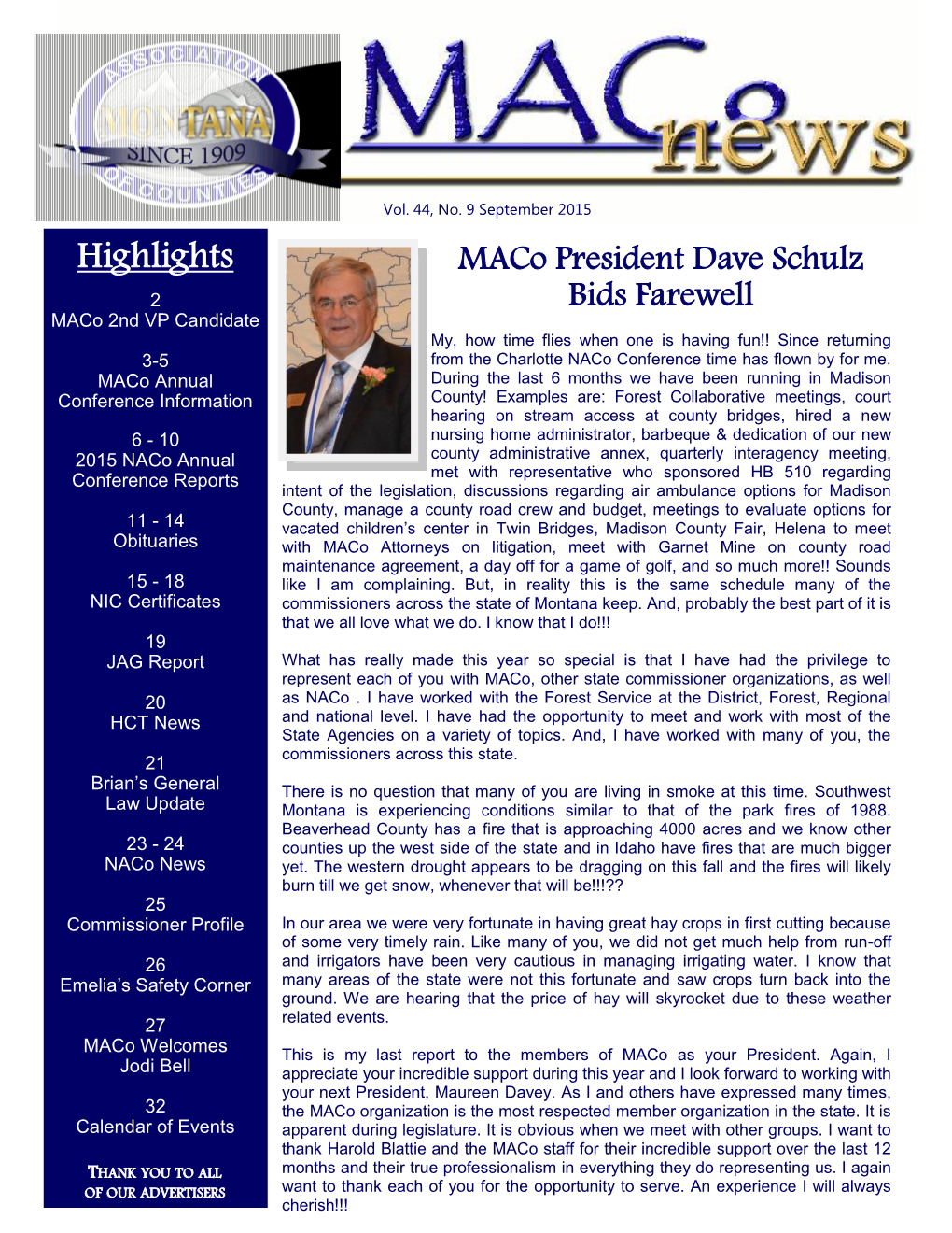 Maco September Newsletter 2015