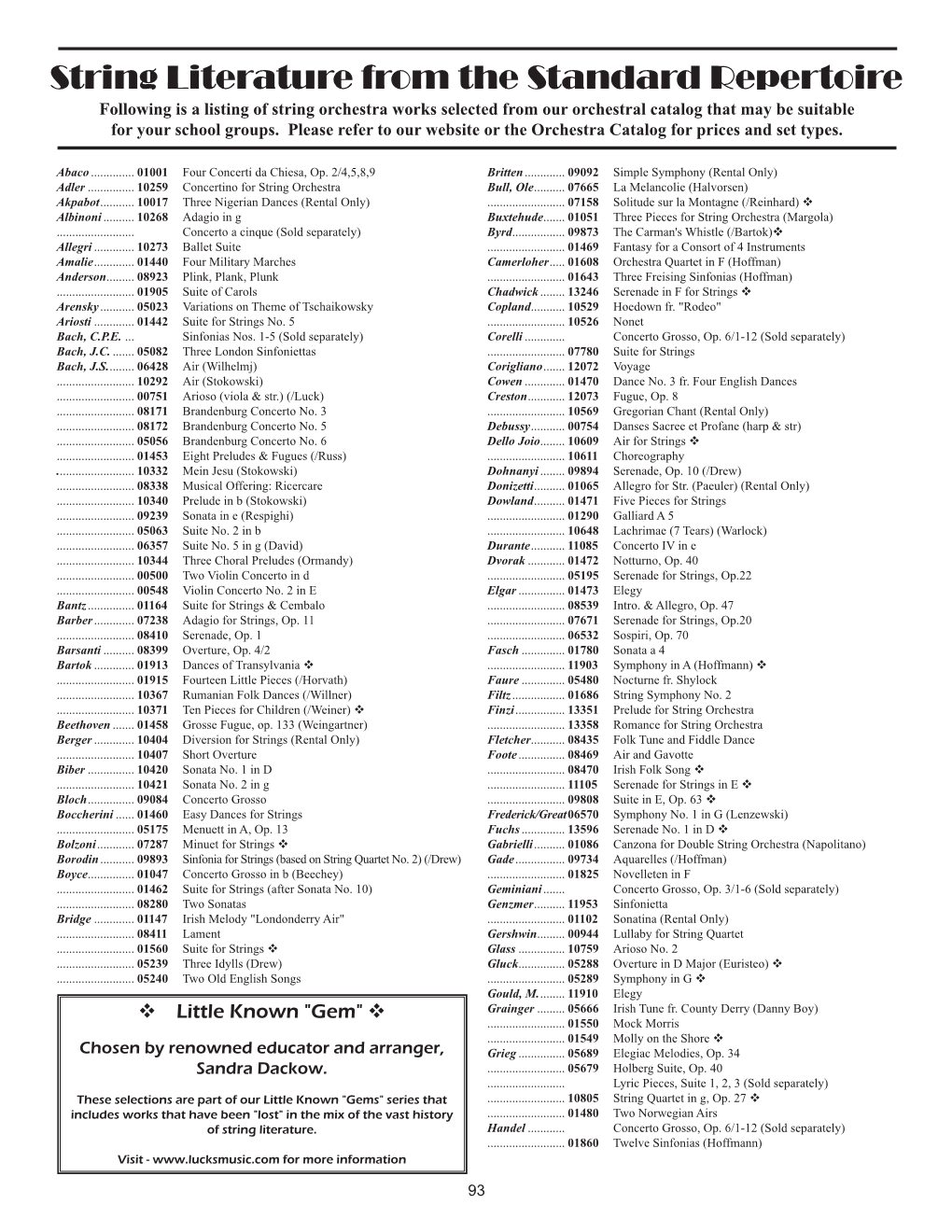 String Literature from the Standard Repertoire