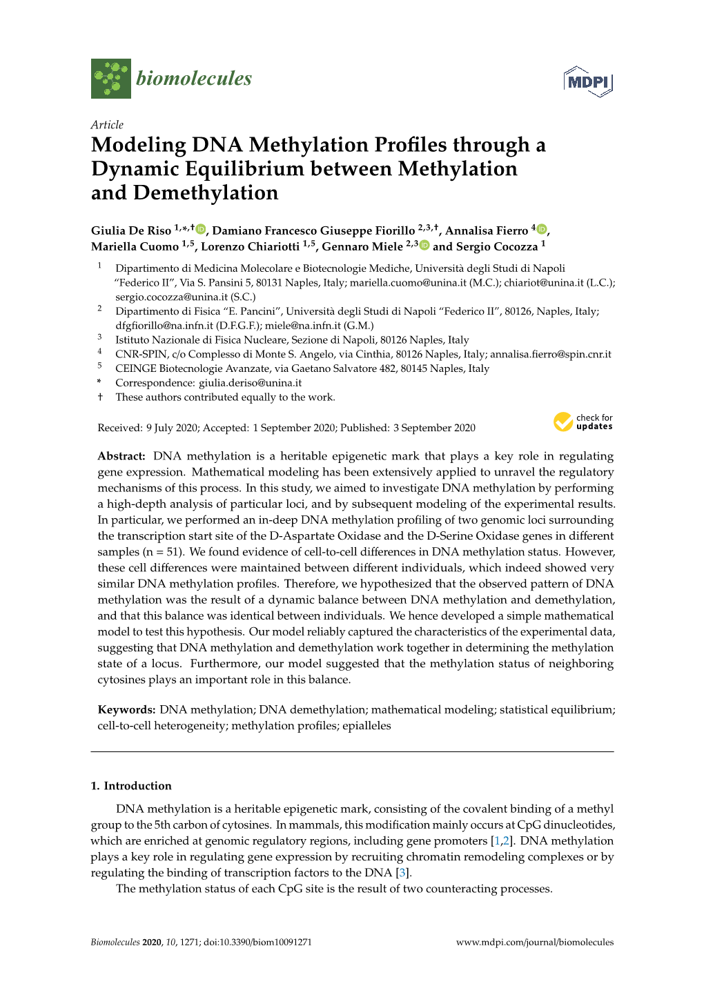 Modeling DNA Methylation Profiles Through a Dynamic Equilibrium Between Methylation and Demethylation