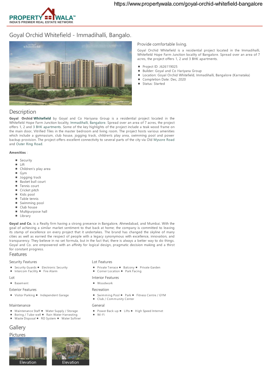Goyal Orchid Whitefield - Immadihalli, Bangalo… Provide Comfortable Living