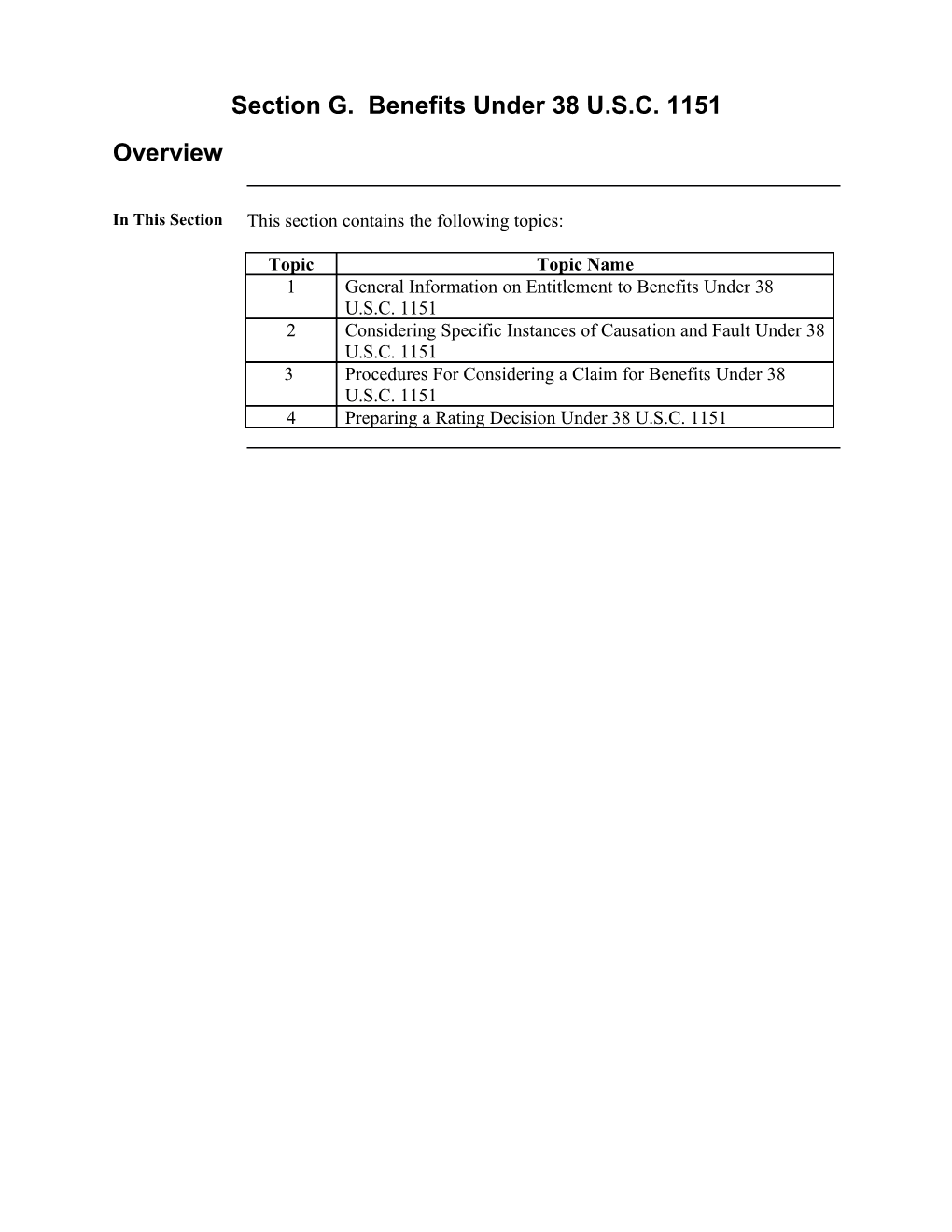 Section G. Benefits Under 38 U.S.C. 1151 (U.S. Department Of Veterans Affairs)