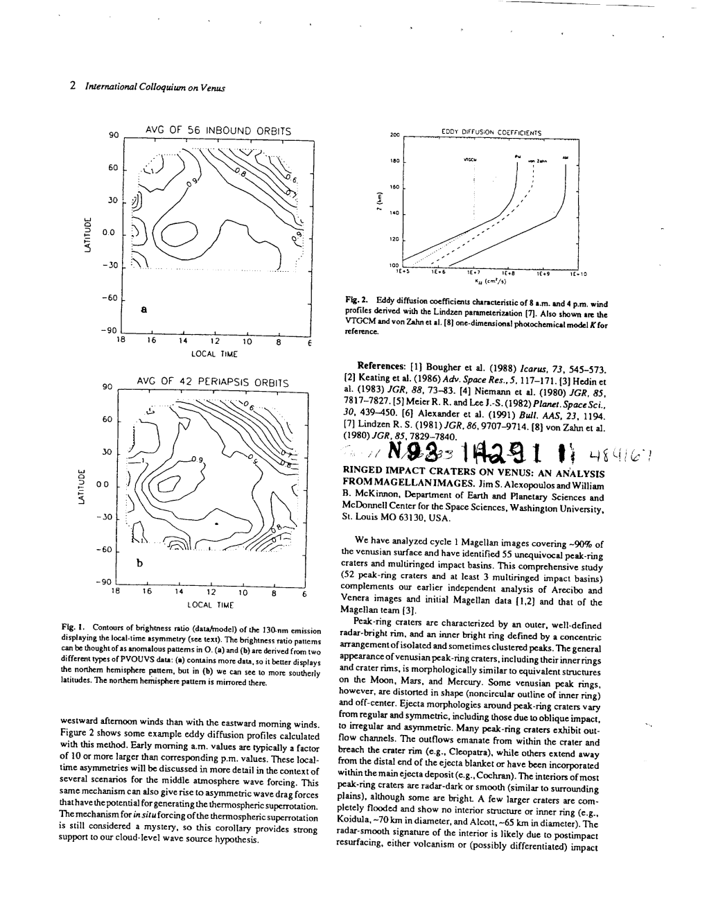 '6 T', ,2 ,O . E LOCAL TIME References: [1] Bougher Et Al, (1988) Icarus, 73, 545-573