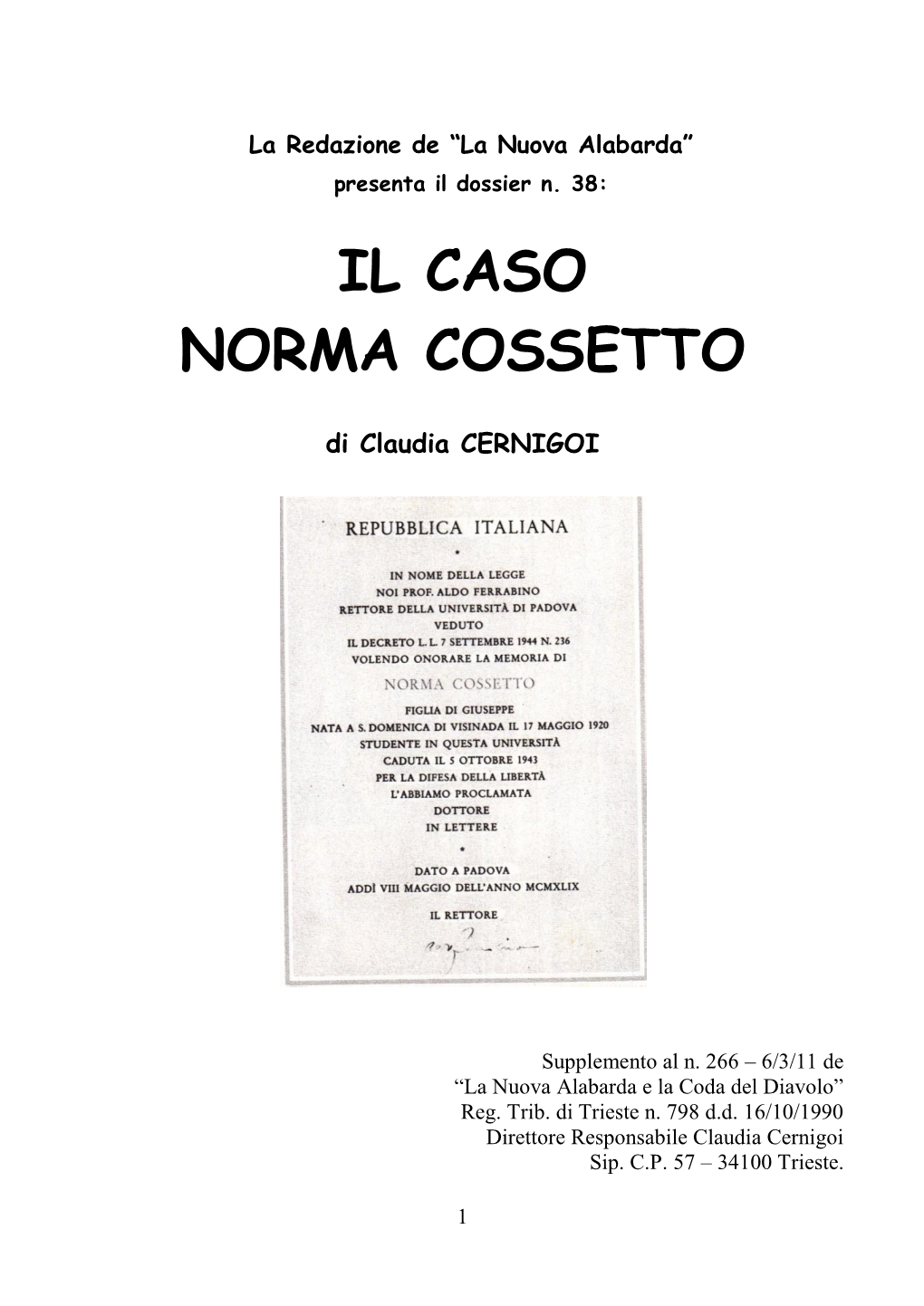 Il Caso Norma Cossetto