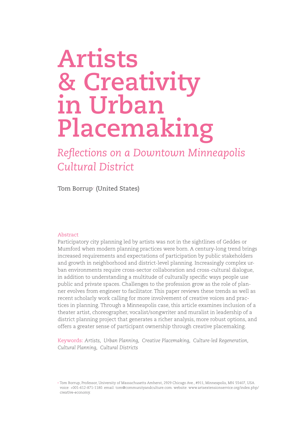 Artists & Creativity in Urban Placemaking