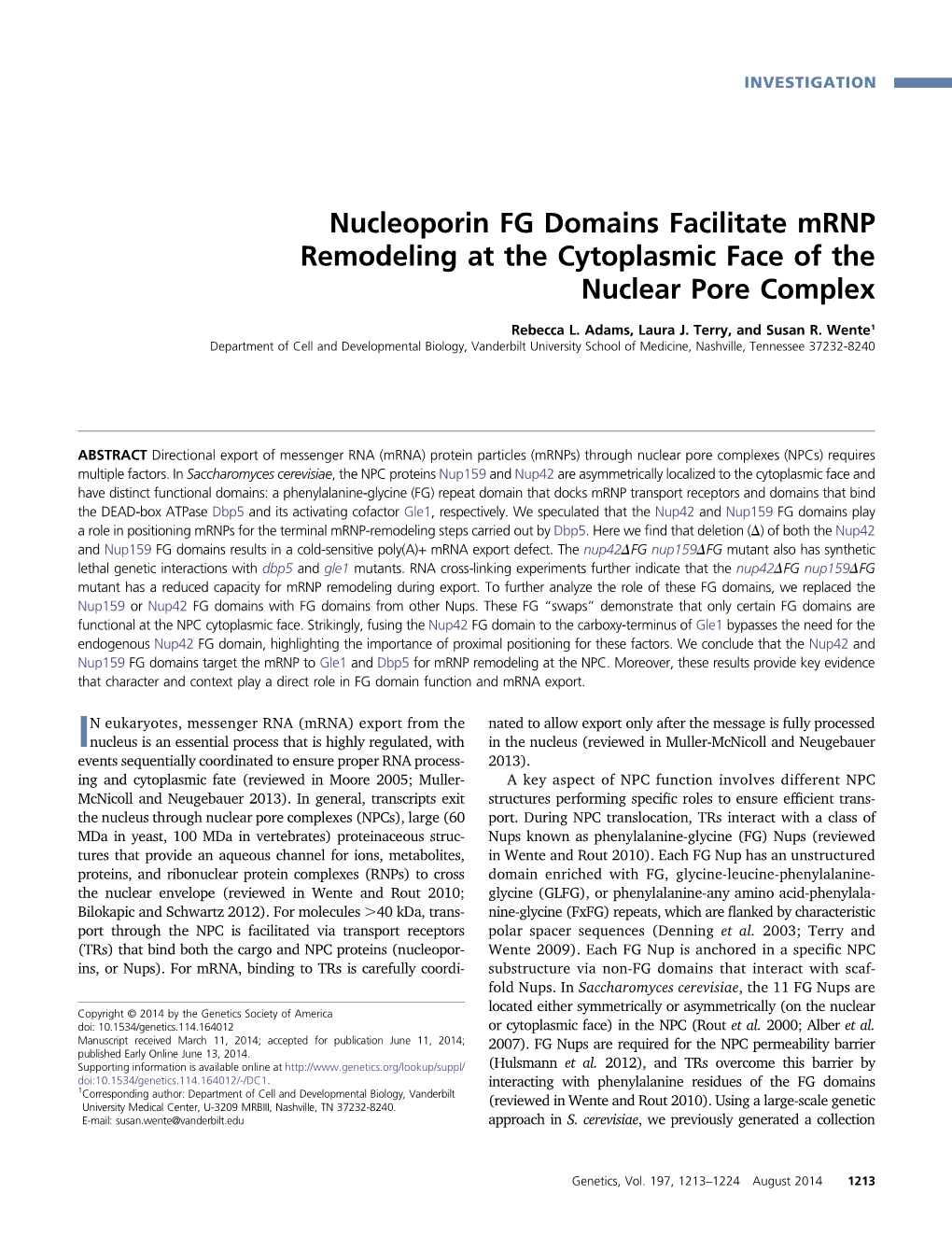 Nucleoporin FG Domains Facilitate Mrnp Remodeling at the Cytoplasmic Face of the Nuclear Pore Complex