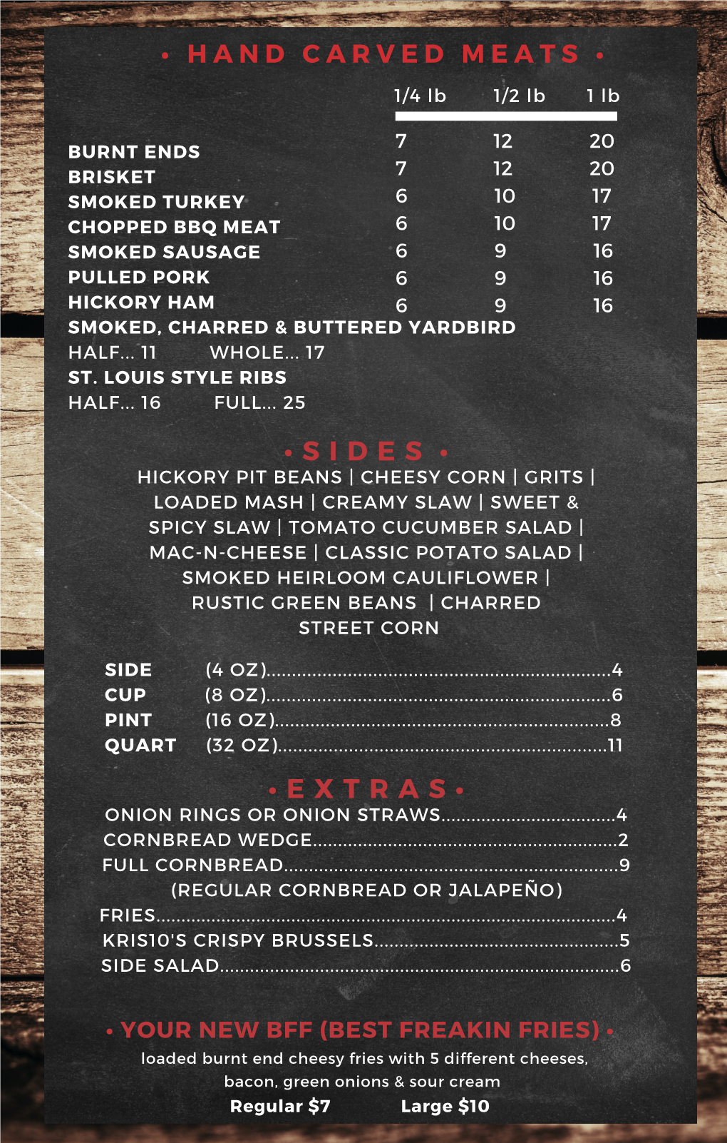 Burnt End Menu