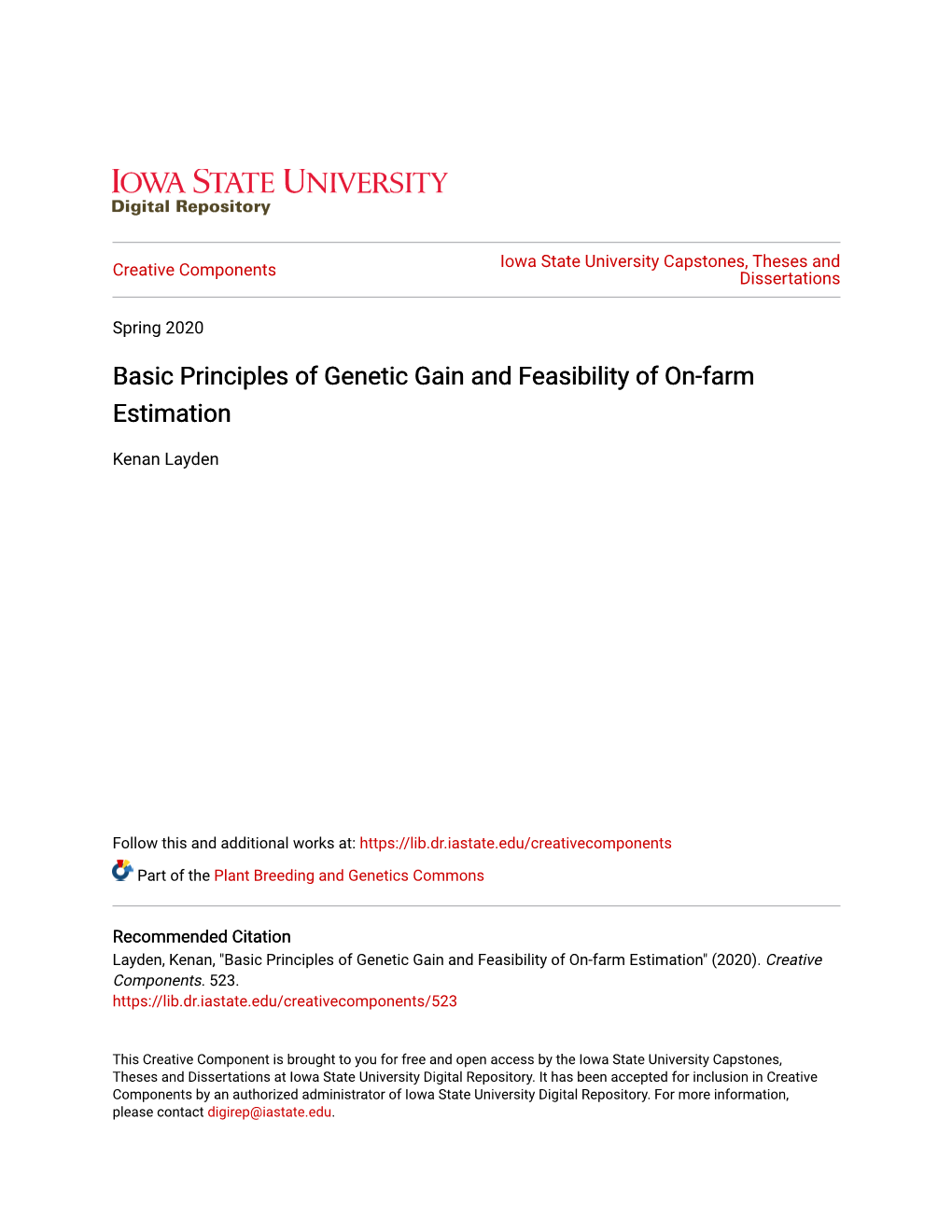 Basic Principles of Genetic Gain and Feasibility of On-Farm Estimation