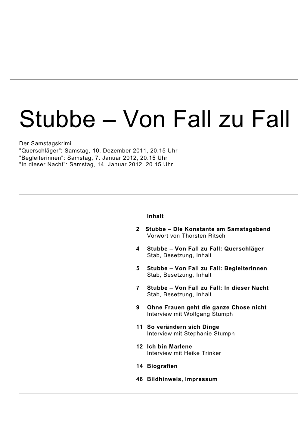 Stubbe – Von Fall Zu Fall