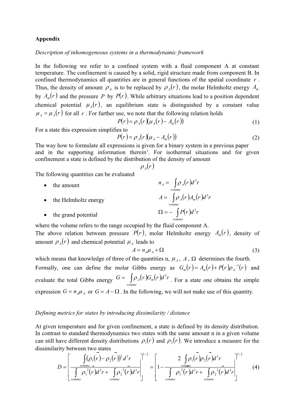 Description of Inhomogeneous Systems in a Thermodynamic Framework