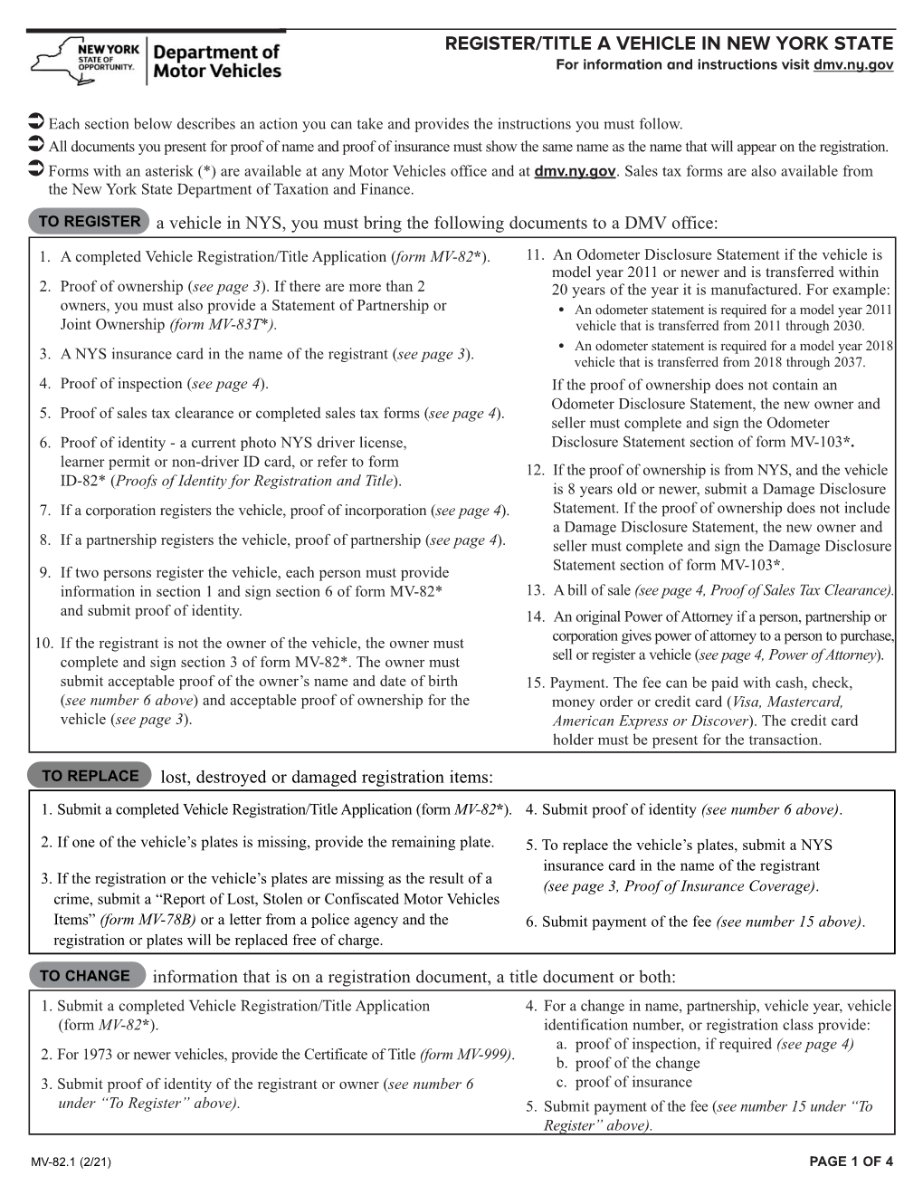 Form MV-82.1