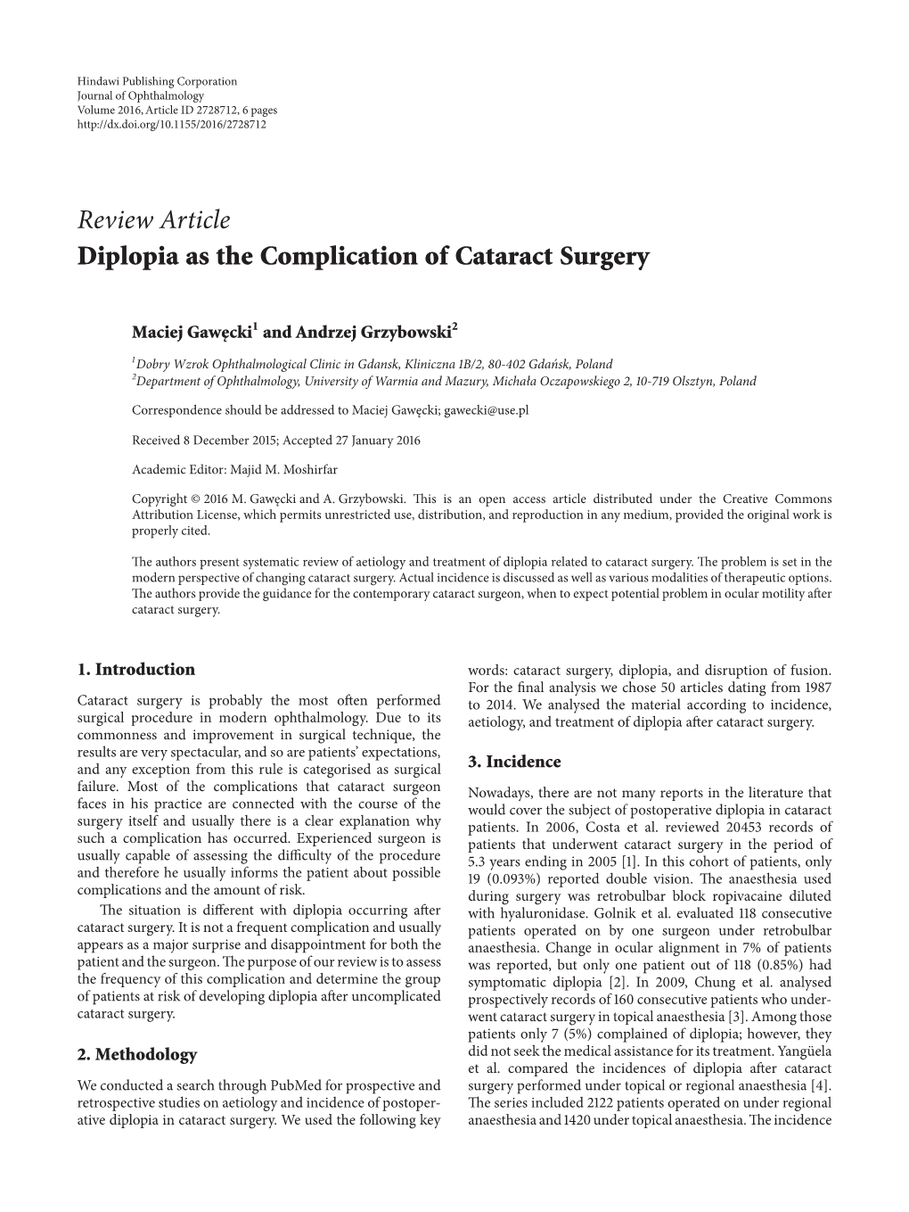 Diplopia As the Complication of Cataract Surgery