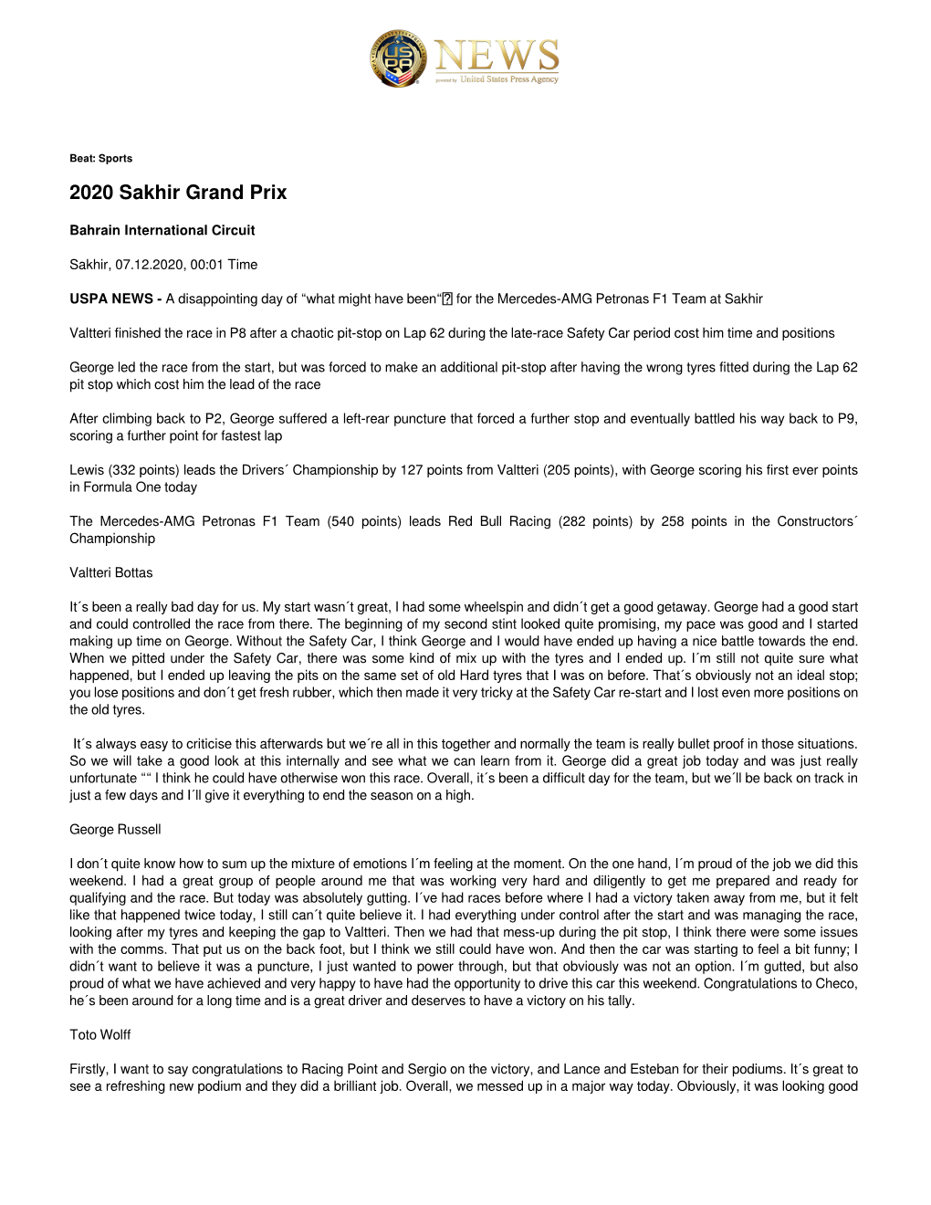 2020 Sakhir Grand Prix